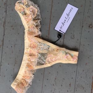 Nwt For Love and Lemons embroidered floral lace thong